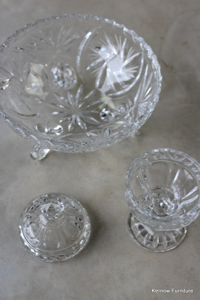 Pressed Glass Bowl & Lidded Pot - Kernow Furniture