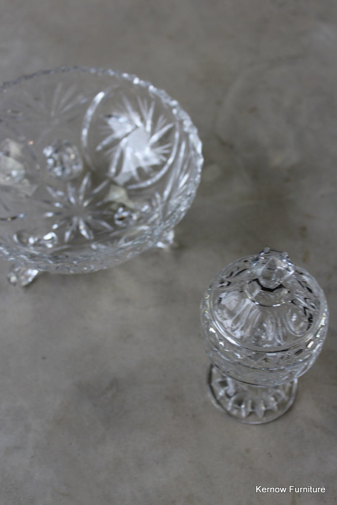 Pressed Glass Bowl & Lidded Pot - Kernow Furniture