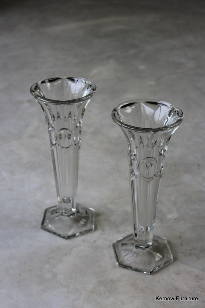 Pair Clear Glass Vase - Kernow Furniture