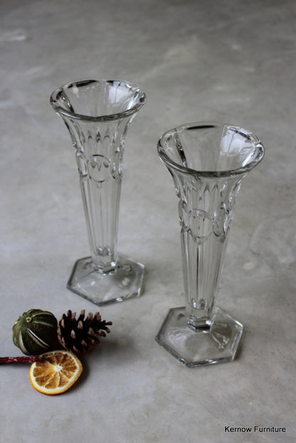 Pair Clear Glass Vase - Kernow Furniture