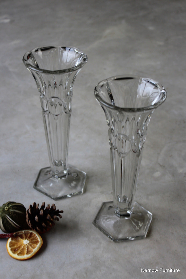 Pair Clear Glass Vase - Kernow Furniture