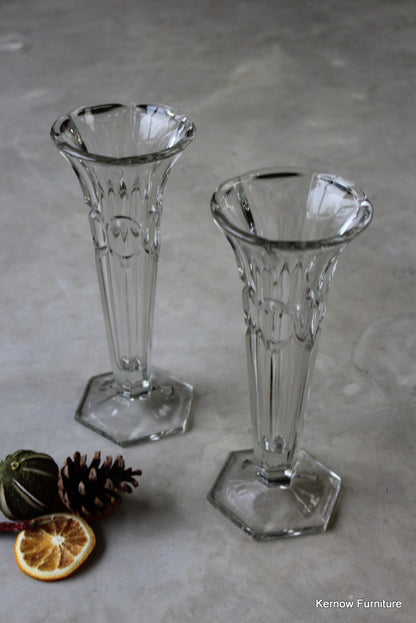 Pair Clear Glass Vase - Kernow Furniture