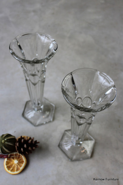 Pair Clear Glass Vase - Kernow Furniture