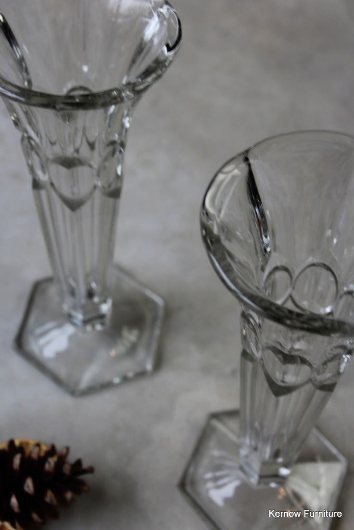 Pair Clear Glass Vase - Kernow Furniture