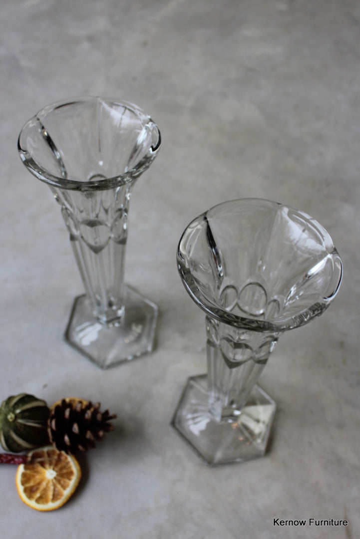 Pair Clear Glass Vase - Kernow Furniture