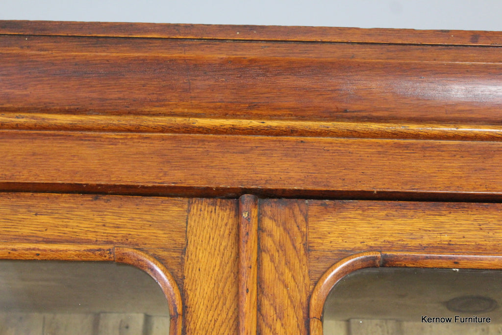 Antique Oak Glazed Bookcase - Kernow Furniture