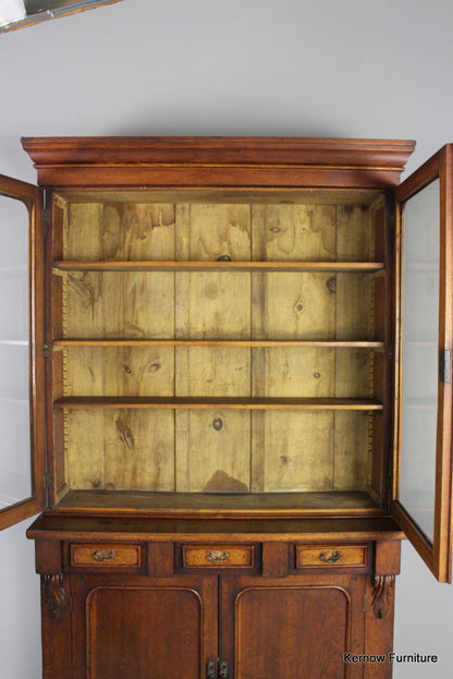 Antique Oak Glazed Bookcase - Kernow Furniture