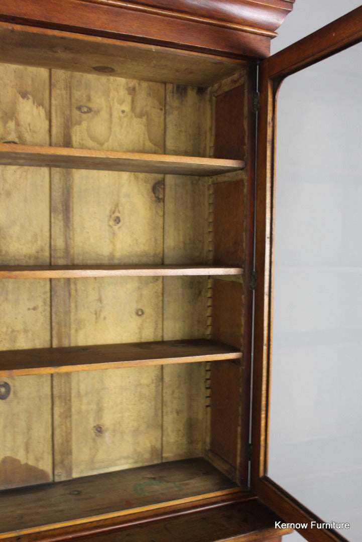 Antique Oak Glazed Bookcase - Kernow Furniture