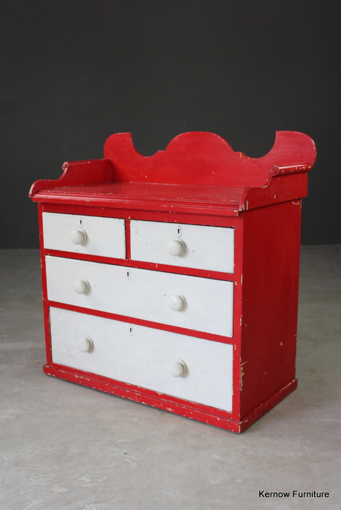 Painted Pine Chest with Gallery Back - Kernow Furniture
