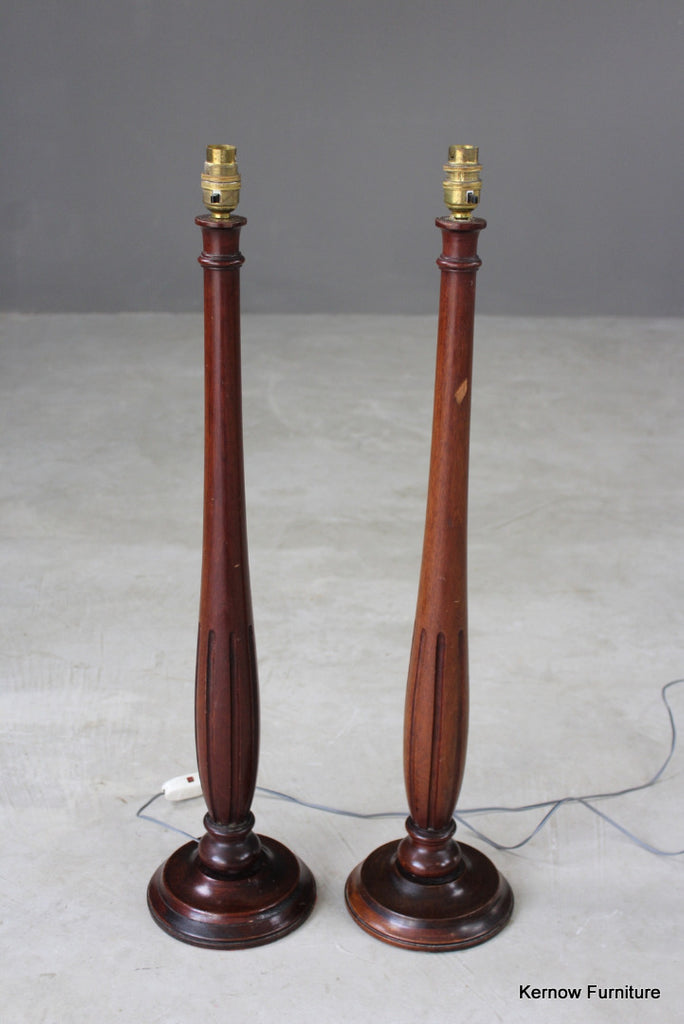 Pair Fluted Table Lamps - Kernow Furniture