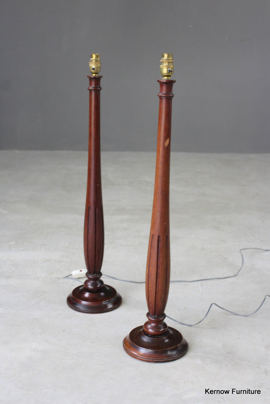 Pair Fluted Table Lamps - Kernow Furniture