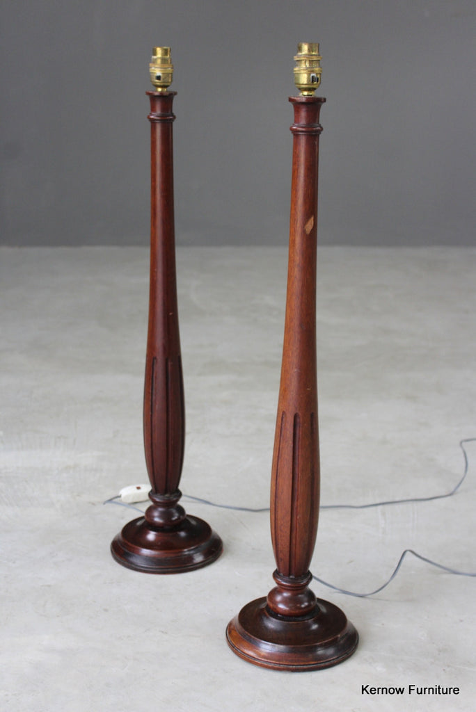 Pair Fluted Table Lamps - Kernow Furniture