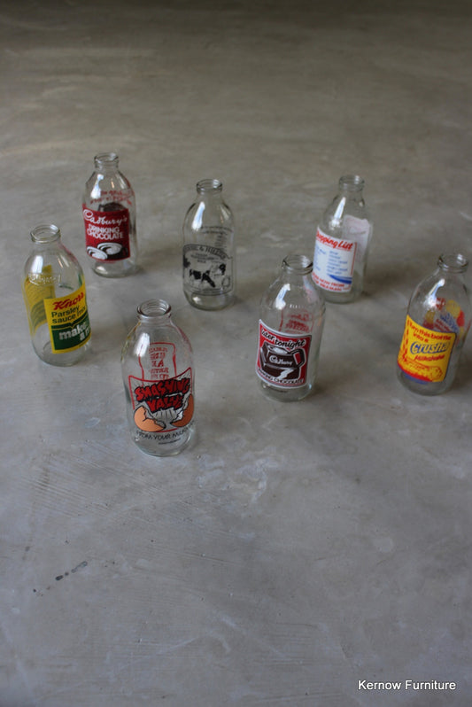 Collection 7 Retro Glass Milk Bottles - Kernow Furniture