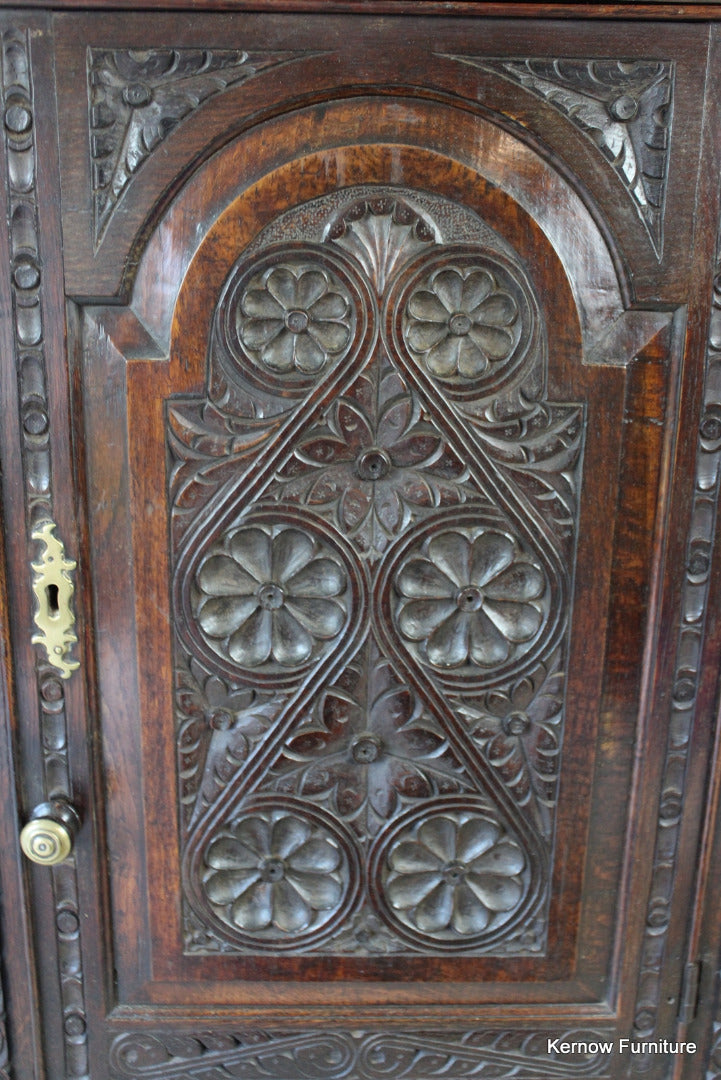 Carved Oak Corner Cupboard - Kernow Furniture