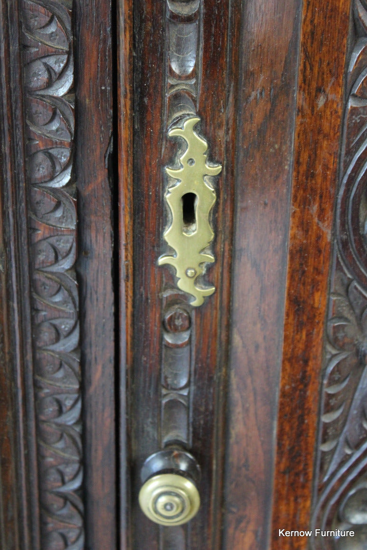 Carved Oak Corner Cupboard - Kernow Furniture