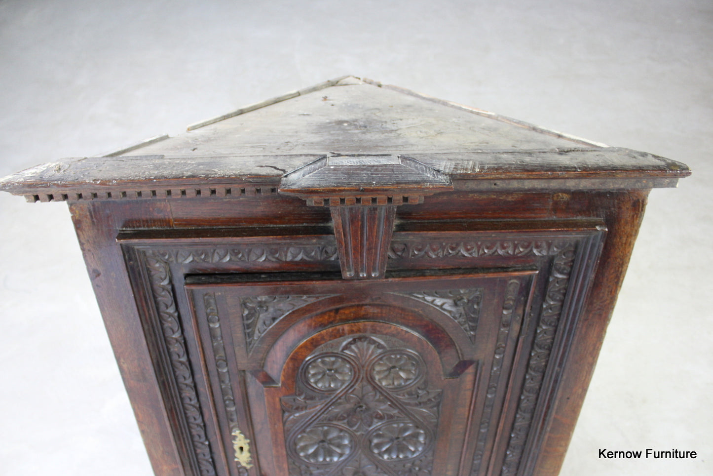 Carved Oak Corner Cupboard - Kernow Furniture