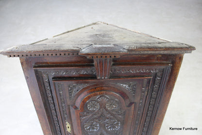 Carved Oak Corner Cupboard - Kernow Furniture