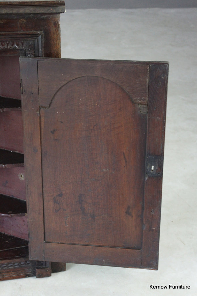 Carved Oak Corner Cupboard - Kernow Furniture