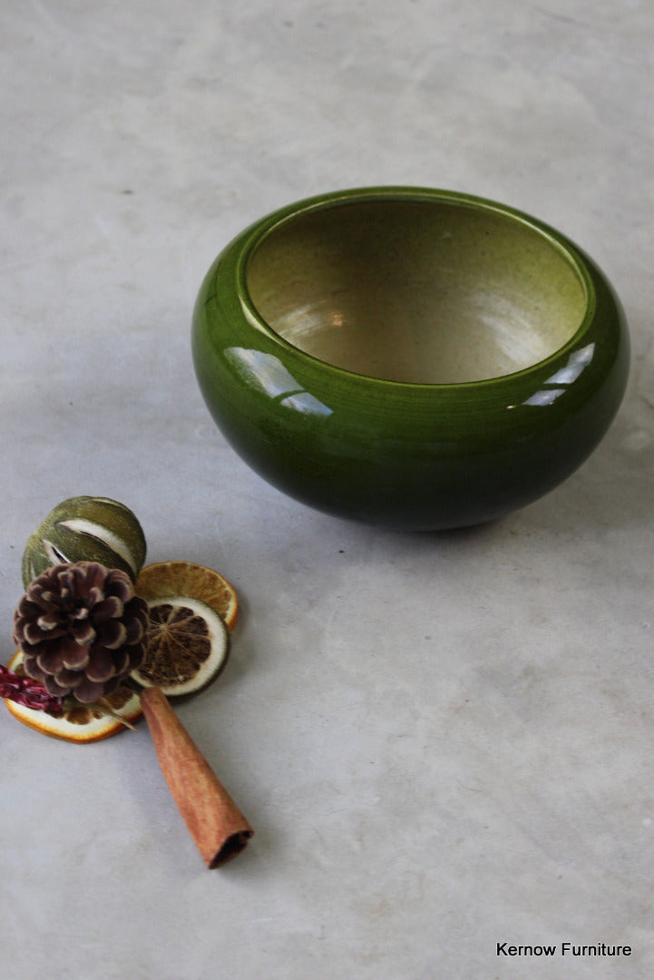 Bretby Green Art Pottery Bowl - Kernow Furniture