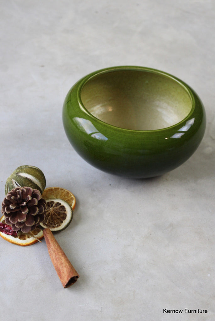 Bretby Green Art Pottery Bowl - Kernow Furniture
