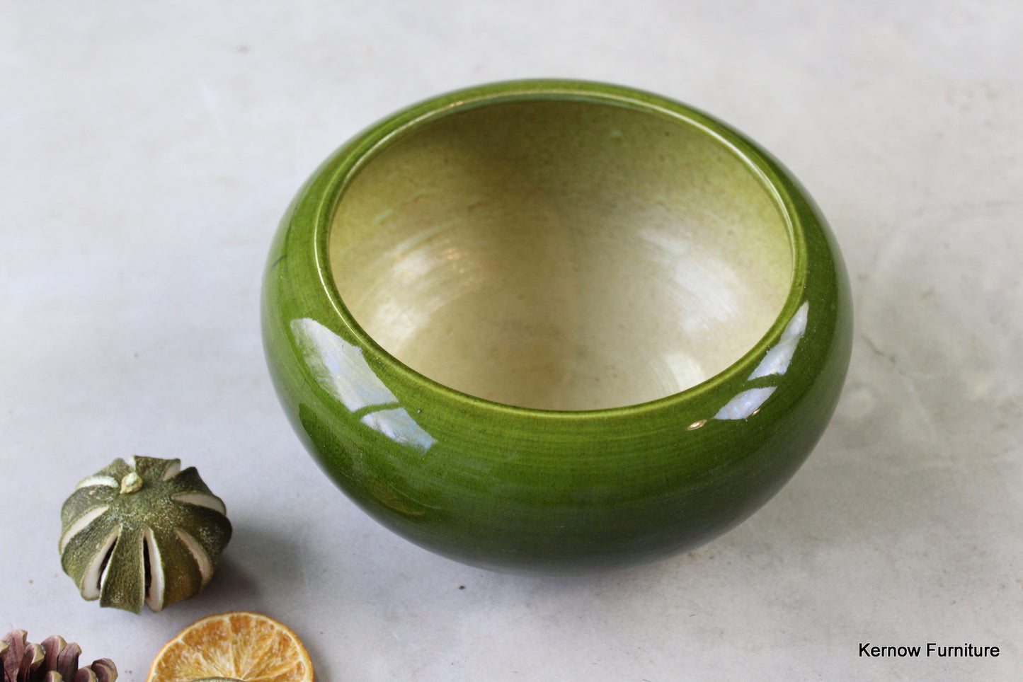 Bretby Green Art Pottery Bowl - Kernow Furniture