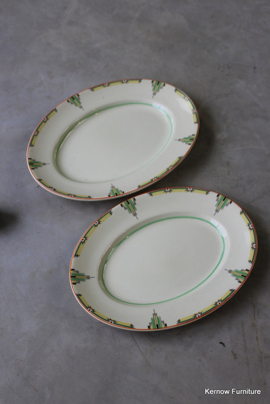 Woods Ivoryware Art Deco Oval Plates - Kernow Furniture
