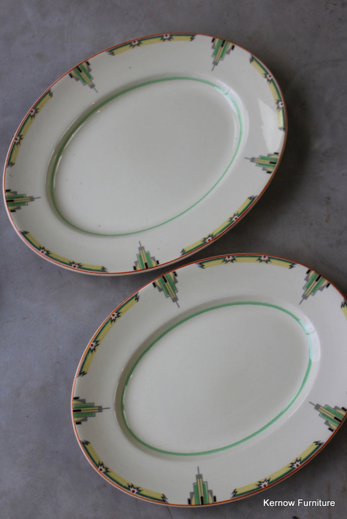 Woods Ivoryware Art Deco Oval Plates - Kernow Furniture