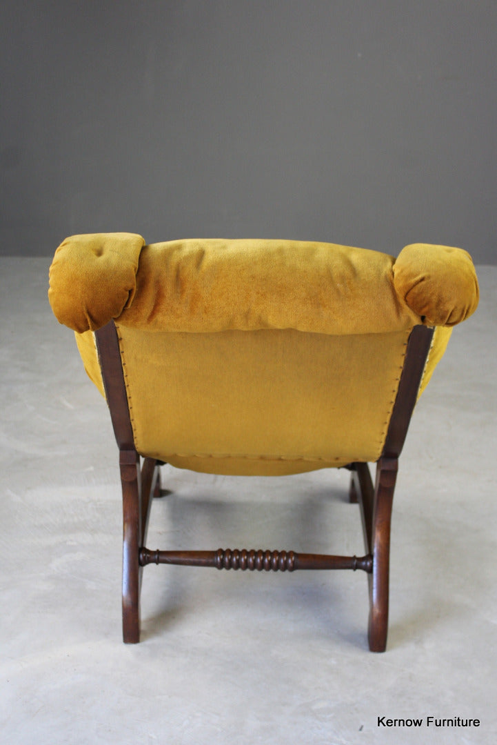 Upholstered Button Back Open Arm Chair - Kernow Furniture