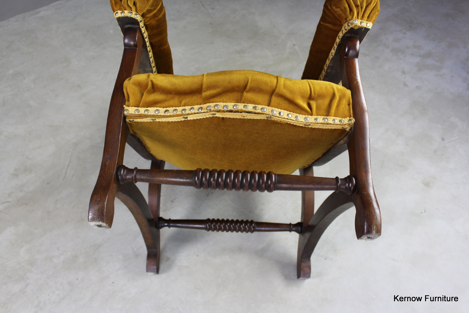 Upholstered Button Back Open Arm Chair - Kernow Furniture