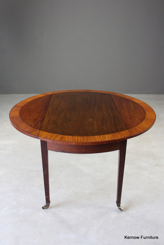 Antique Mahogany & Satinwood Drop Leaf Table - Kernow Furniture