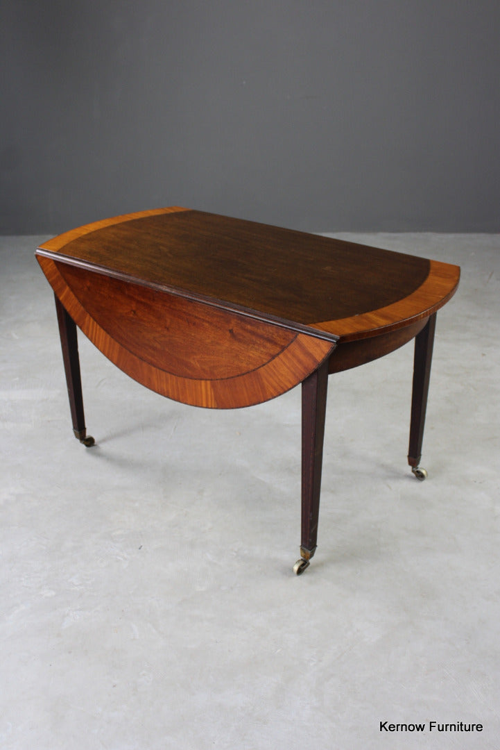 Antique Mahogany & Satinwood Drop Leaf Table - Kernow Furniture