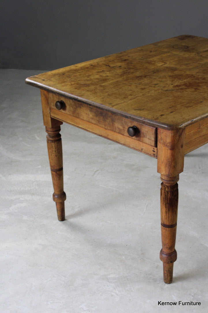 Antique Victorian Pine Kitchen Table - Kernow Furniture