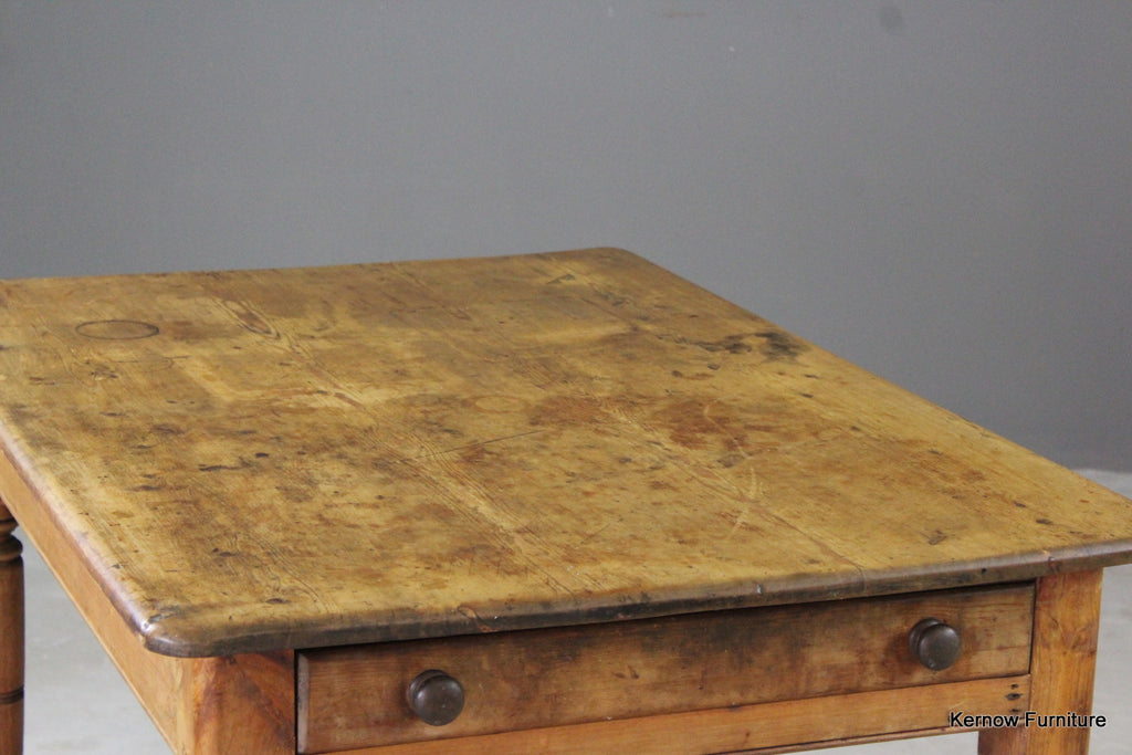 Antique Victorian Pine Kitchen Table - Kernow Furniture