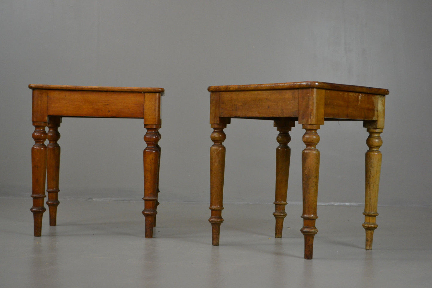 Pair Antique 19th Century Mahogany Short Stools - Kernow Furniture