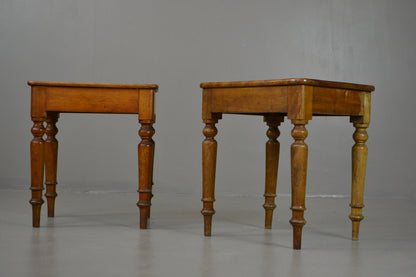 Pair Antique 19th Century Mahogany Short Stools - Kernow Furniture