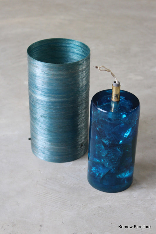 Retro Blue Shattaline Lamp & Shade - Kernow Furniture