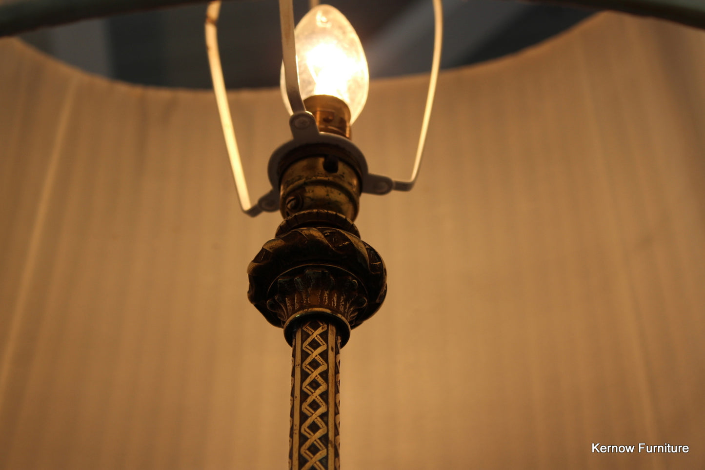 Pair Brass Standard Lamps - Kernow Furniture