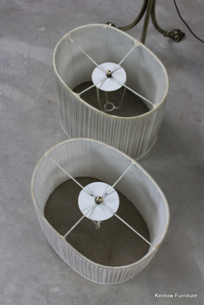 Pair Brass Standard Lamps - Kernow Furniture