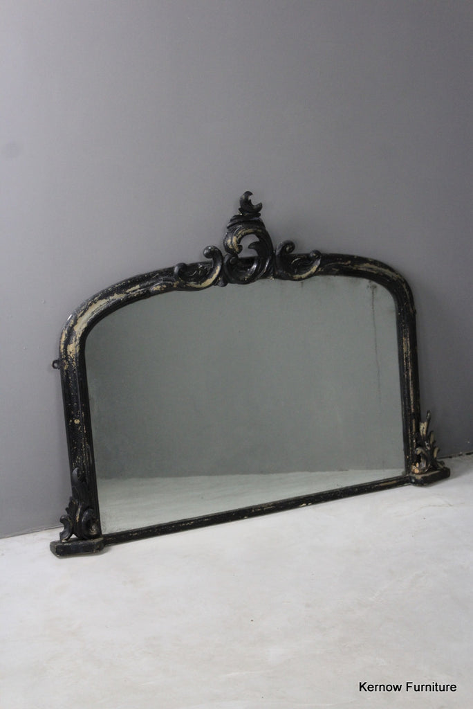 Black Victorian Ornate Overmantle Mirror - Kernow Furniture