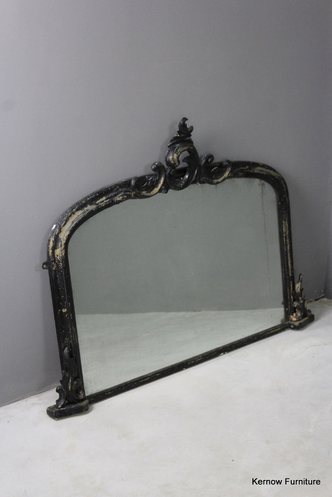 Black Victorian Ornate Overmantle Mirror - Kernow Furniture