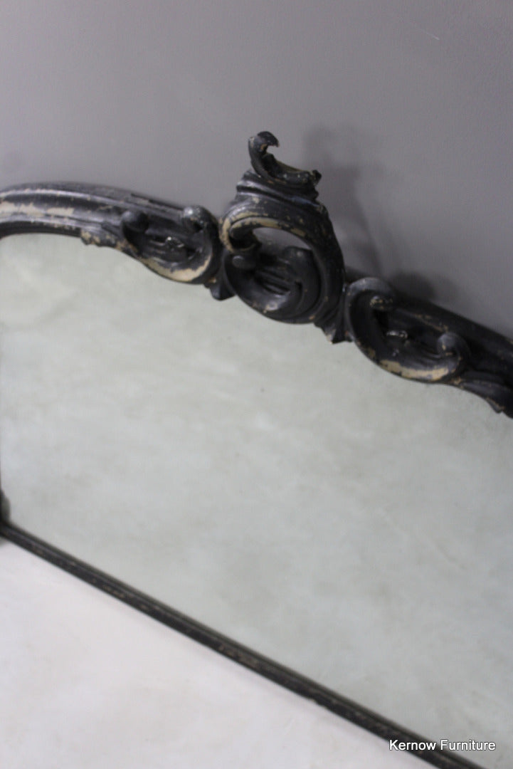 Black Victorian Ornate Overmantle Mirror - Kernow Furniture