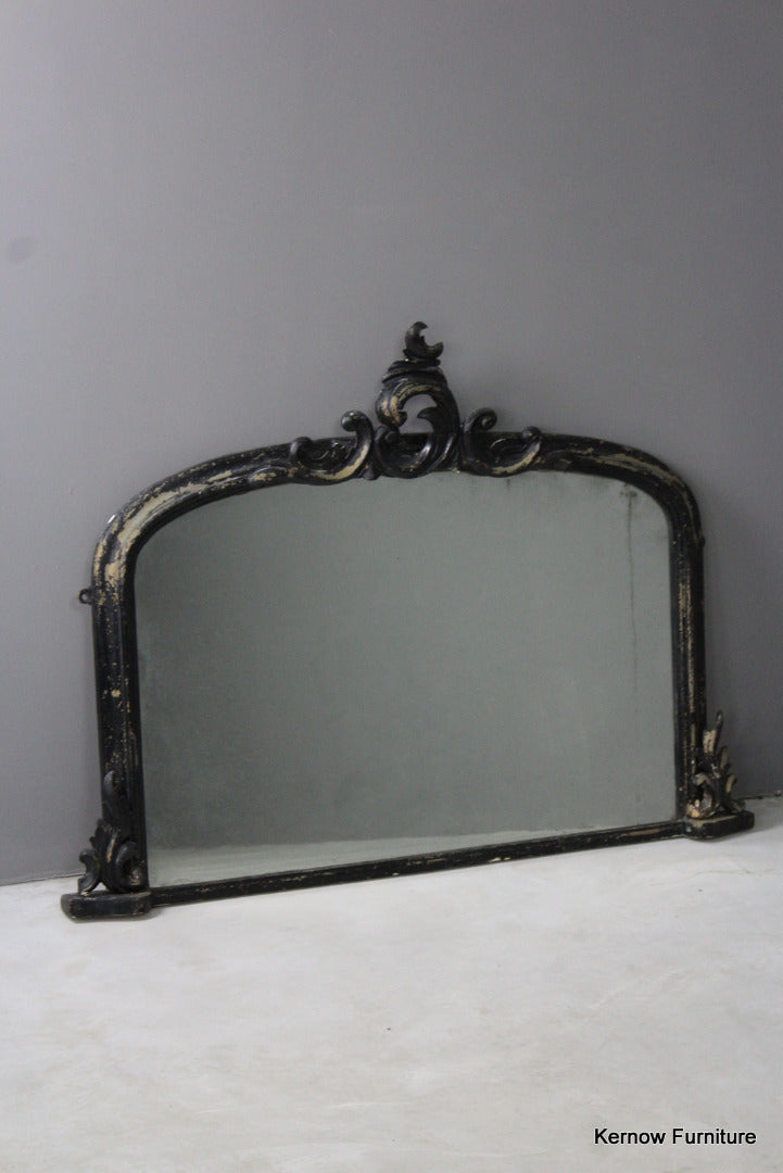 Black Victorian Ornate Overmantle Mirror - Kernow Furniture