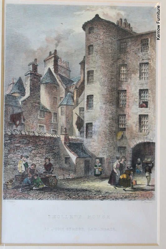 Pair Antique Scottish Prints - Smollets House & Tolbooth Wynd - Kernow Furniture