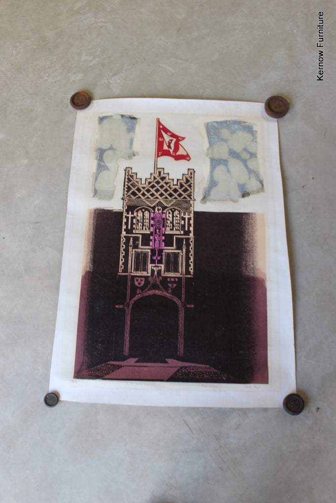 Walter Hoyle Jesus College Linocut - Kernow Furniture