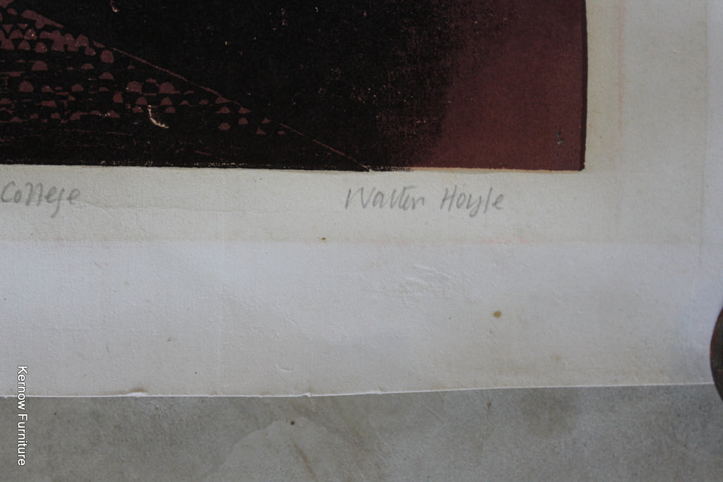 Walter Hoyle Jesus College Linocut - Kernow Furniture
