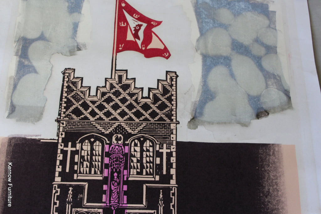 Walter Hoyle Jesus College Linocut - Kernow Furniture