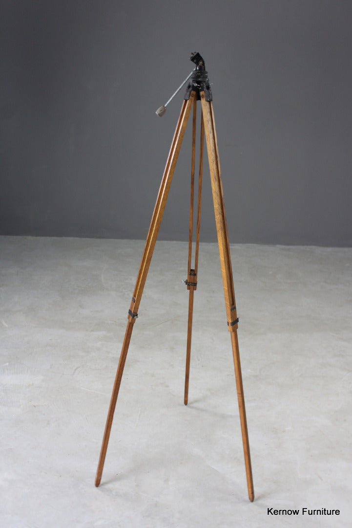 Vintage Wooden Oak Camera Tripod - Kernow Furniture