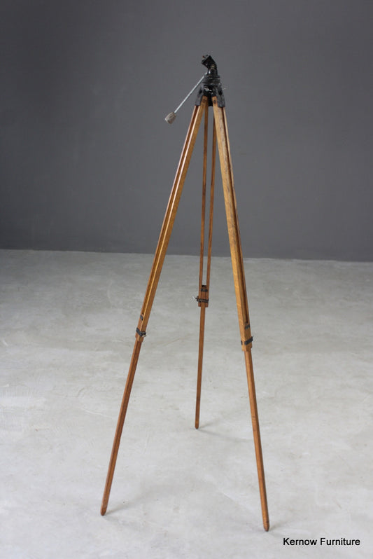 Vintage Wooden Oak Camera Tripod - Kernow Furniture
