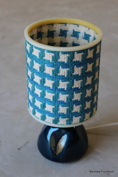 Blue Vintage Table Lamp & Shade - Kernow Furniture