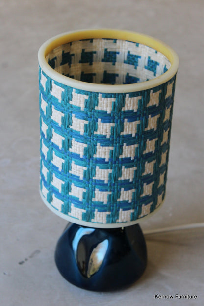 Blue Vintage Table Lamp & Shade - Kernow Furniture